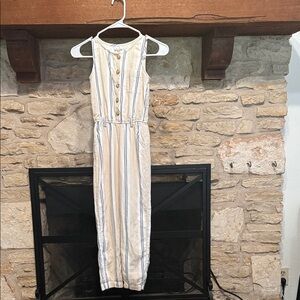 Abercrombie Kids White and Tan Striped romper